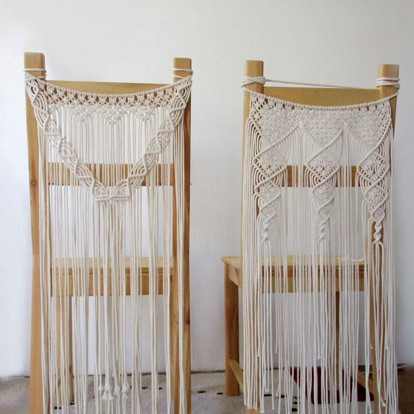 Macrame Chair Backs, Wedding Chair cover, Wedding Bohemian Decor for Bride & Groom or wall garland hanging in a nursery or dorm room