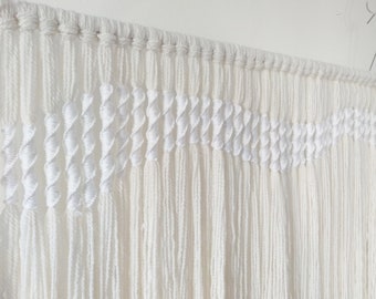 Extra Large / wide Macramé wall hanging-white / natural snow white -boho wall art -nursery decor-3D effect Fiber Bedhead art- FROZEN PATH