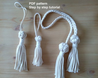 Macrame Curtain Tie Backs DIY Tutorial: Bohemian Tassels (PDF Pattern)