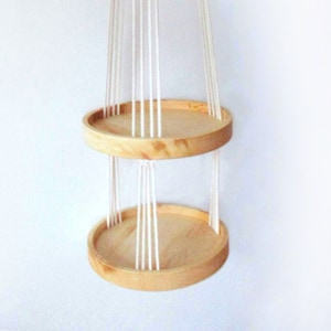 Macrame hanging shelf- single / double Floating Shelf-two-tier pot holder, hanging table -plant stand, no tassel, white or black cotton rope