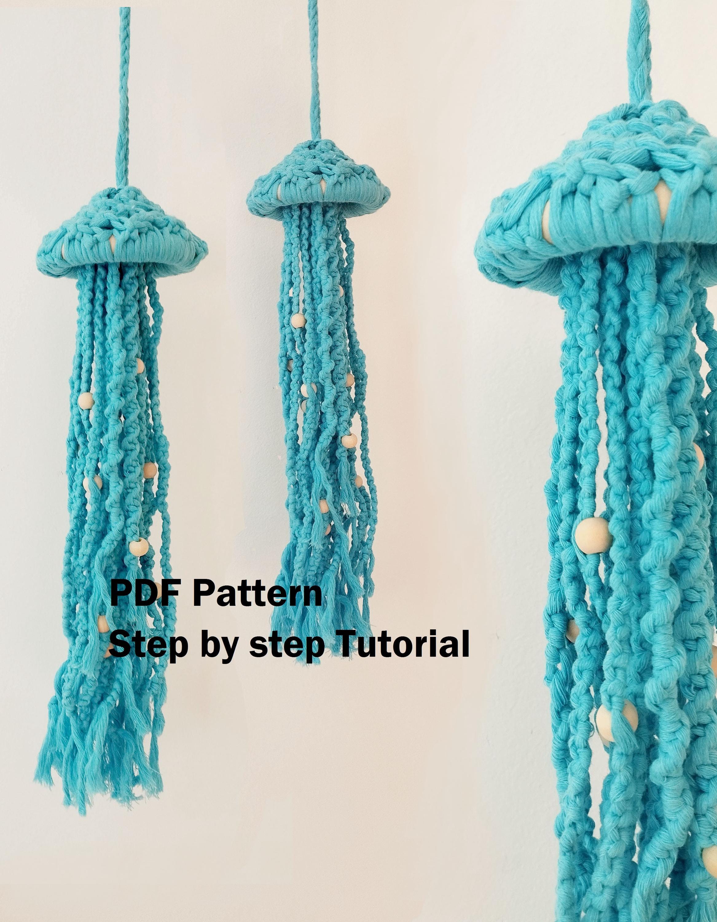 Tutorial faça você mesmo para águas-vivas, molde em PDF para macramê, tutorial passo a passo de macramê para iniciantes - download digital em PDF - Acessórios para ambientes