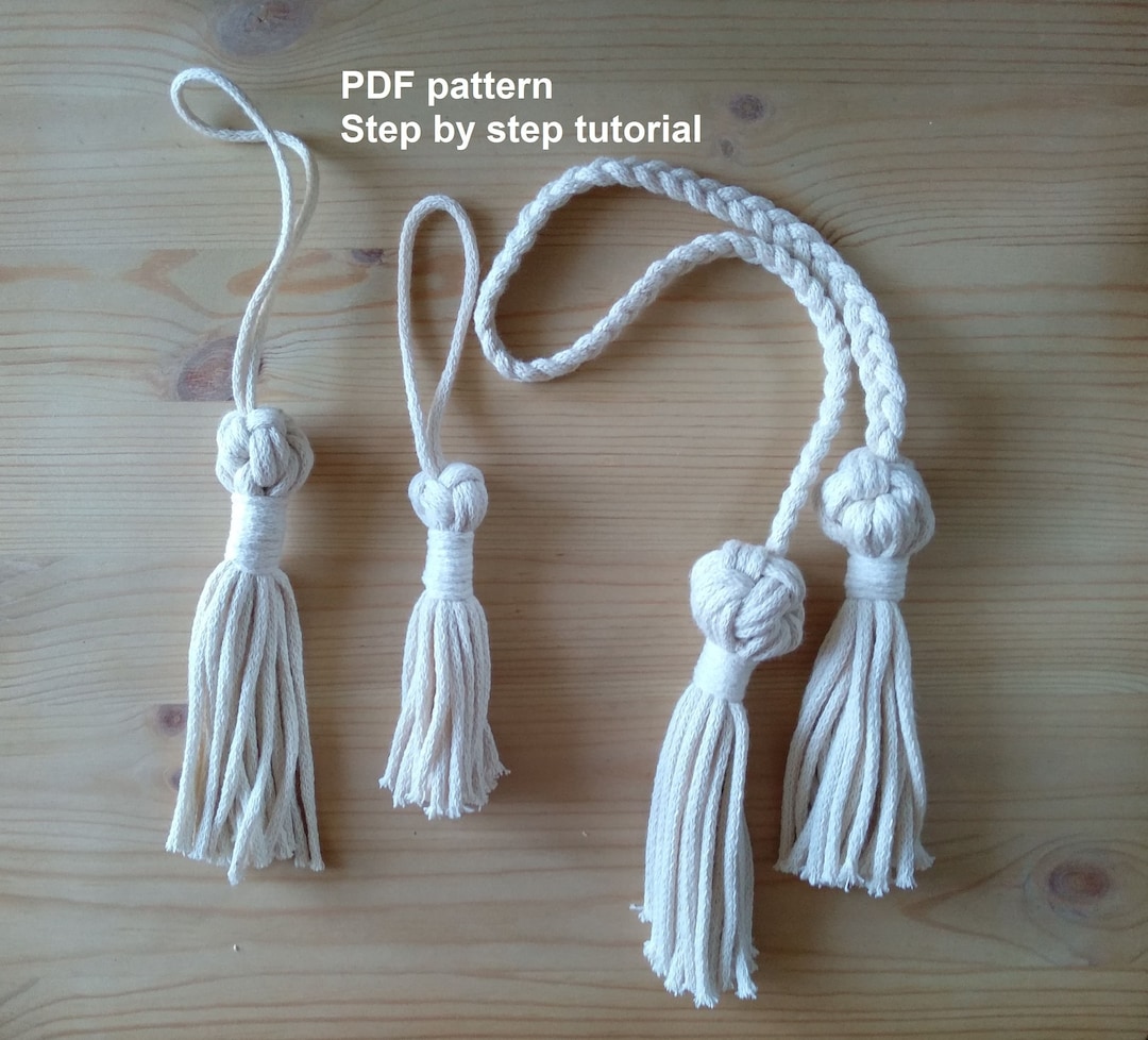 DIY Tutorial for Macrame Curtain Tie Backs Drapery Bohemian Tieback