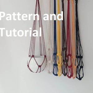 DIY tutorial for macrame minimalist plant hanger no tassle, no tassel, no tail digital download, macrame e-pattern, DIY plant hanger pdf image 1