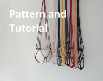 DIY tutorial for macrame minimalist plant hanger no tassle, no tassel, no tail -digital download, macrame e-pattern, DIY plant hanger pdf