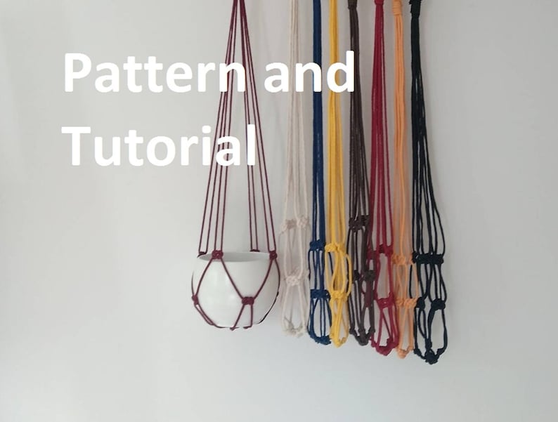 DIY tutorial for macrame minimalist plant hanger no tassle, no tassel, no tail digital download, macrame e-pattern, DIY plant hanger pdf image 1