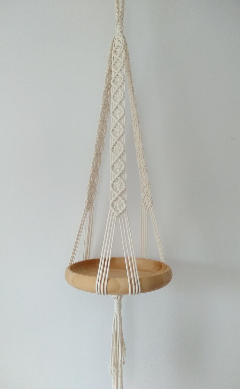 DIY tutorial for Macrame hanging shelf 37'' 95 cm long-plant hanger diamond pattern, digital download, e-pattern, DIY plant hanger pdf image 6