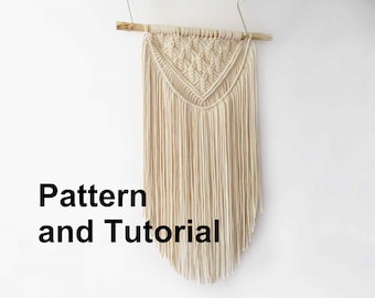 DIY tutorial for 15'' (40 cm) wide / 30'' (75 cm) long mini small / medium macrame wall hanging-digital download, macrame e-pattern, DIY pdf
