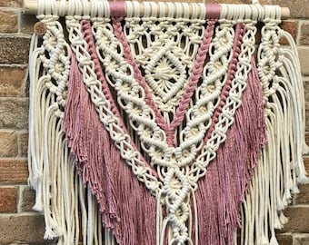 Macrame muur hangen, aangepaste kleur/grootte, bruin, mosterd, blauw, roze, beige, Boho kwekerij, kinderkamer, tapijt, baby shower housewarming kunst