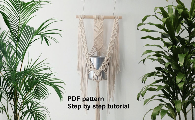 DIY tutorial for macrame plant hanger hanging wall planter, step by step instructions with photos, digital download, DIY pdf, wall hanging zdjęcie 1