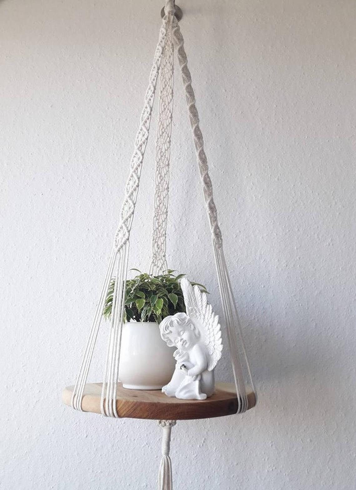 DIY tutorial for Macrame hanging shelf 37'' 95 cm Etsy