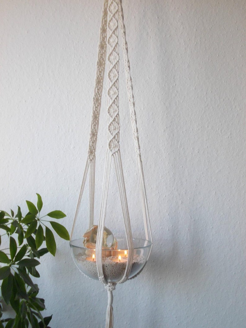 DIY tutorial for Macrame hanging shelf 37'' 95 cm long-plant hanger diamond pattern, digital download, e-pattern, DIY plant hanger pdf image 5