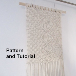 DIY tutorial for 14&#39;&#39; (36 cm) wide / 30&#39;&#39; (75 cm) long mini small macrame wall hanging-digital download, macrame e-pattern, DIY pdf