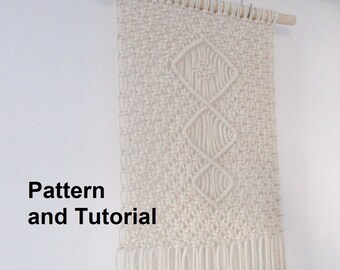 Macrame Wall Hanging DIY Tutorial: Small Cotton Weaving (PDF Pattern)