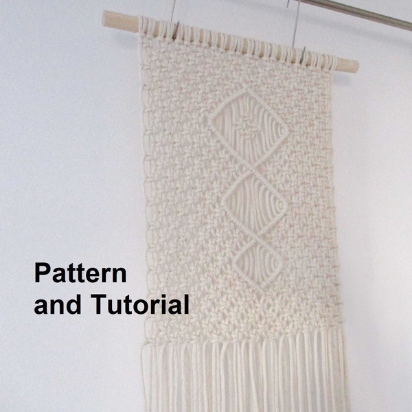 DIY tutorial for 14'' (36 cm) wide / 30'' (75 cm) long mini small macrame wall hanging-digital download, macrame e-pattern, DIY pdf