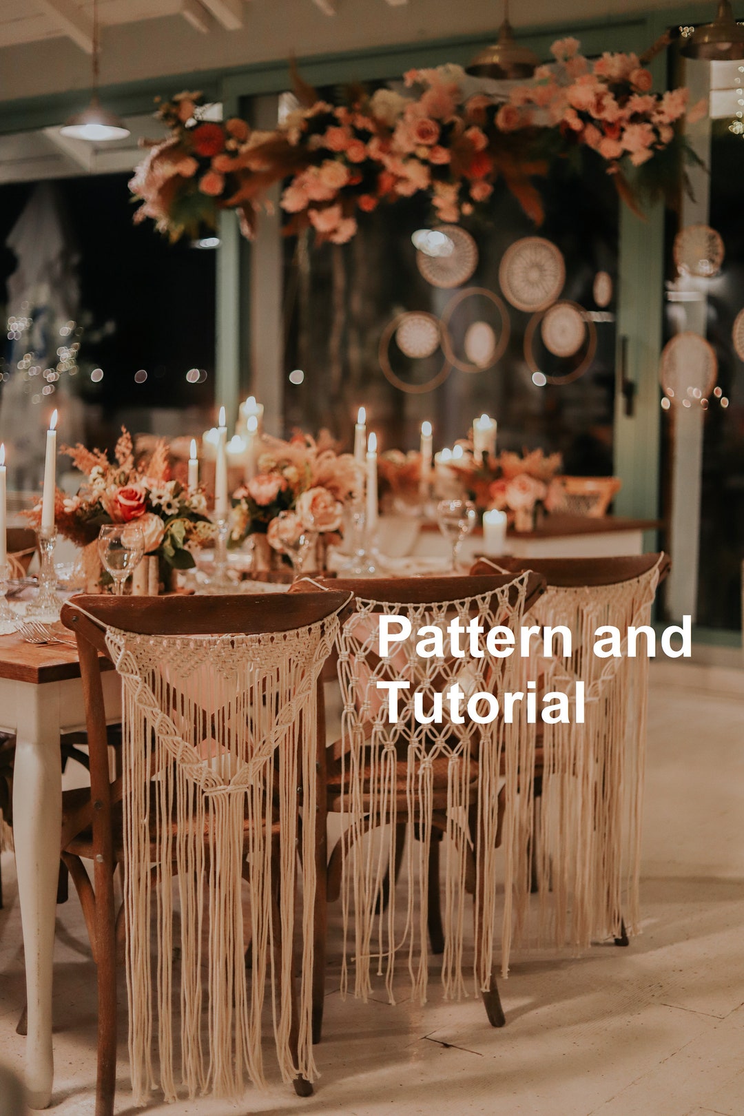 Macrame Chair Back DIY Tutorial: Bohemian Wedding Decor (PDF Pattern ...