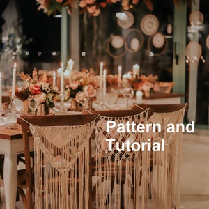 DIY tutorial for Macrame Chair Backs, Wedding Chair cover, Bohemian Decor or wall garland, digital download, macrame e-pattern, DIY pdf
