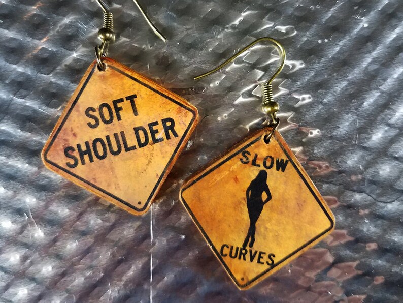 Sexy Traffic Warning Sign Earrings Mismatched Pair of - Etsy