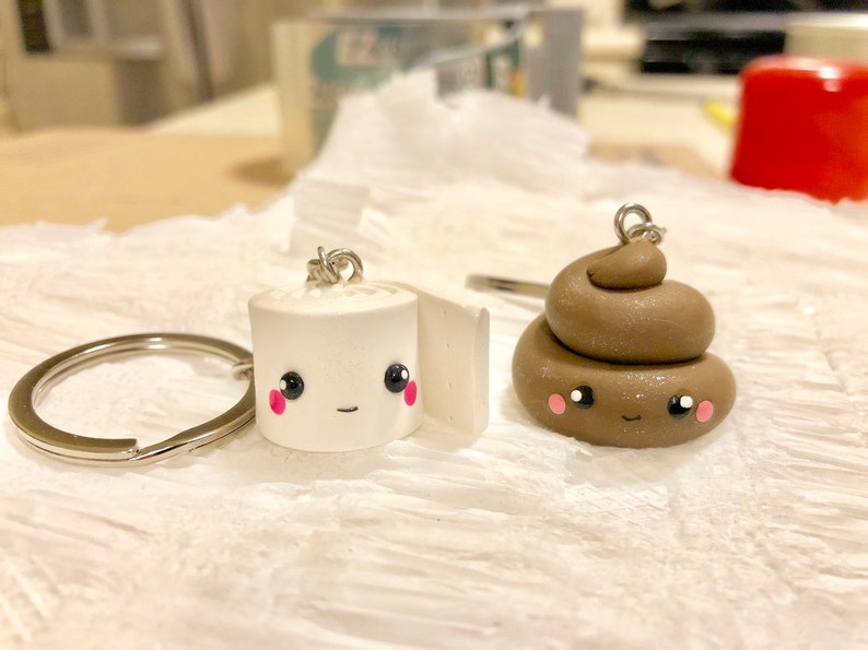 Toilet Paper and Poop Keychain Best Friend Keychain BFF Gift Etsy