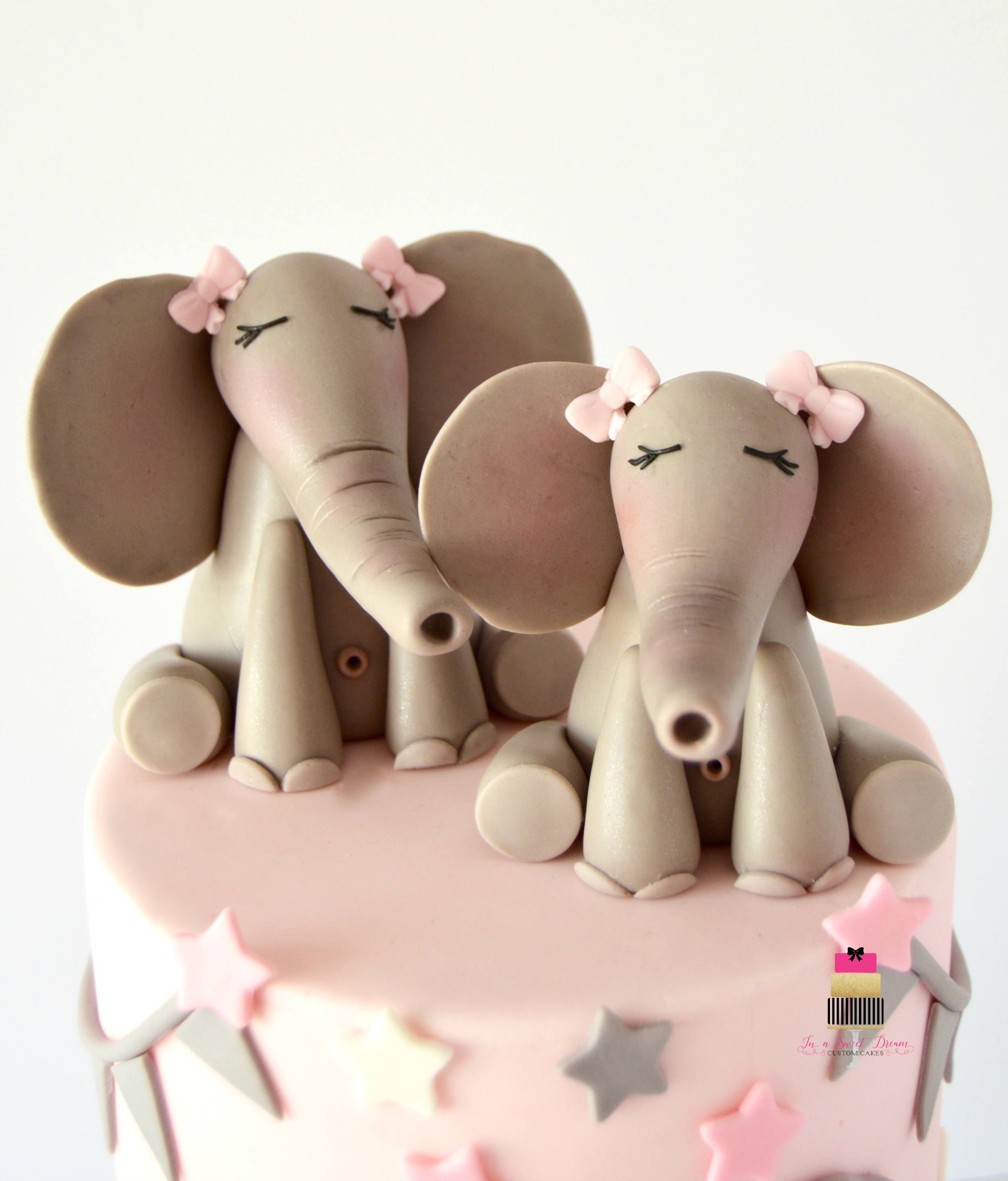 Comestible baby & mummy elephant pastel cake topper douche baptême décoration Comestible baby & mummy elephant pastel cake topper douche baptême décoration