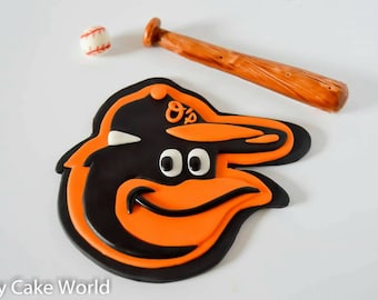 Orioles Cake Topper, baseball cake topper, Orioles cake topper, fondant baseball cake topper, fondant bat, fondant baseball, baseball theme