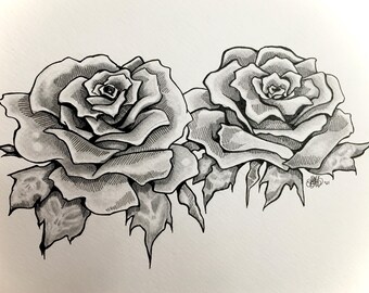 Rosas y hojas de calavera - Adhesivo de vinilo de 3"; apto para lavavajillas de alta gama; adhesivo artístico para interiores y exteriores