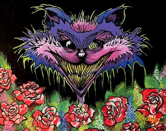 Chessie, el Gato de Cheshire - Adhesivo de vinilo de 3"; apto para lavavajillas de alta gama; adhesivo artístico para interiores y exteriores