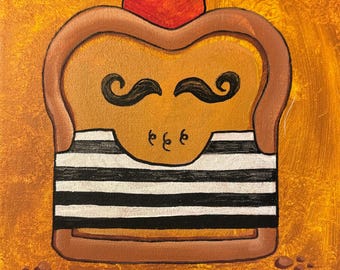 Tostada Francesa - Adhesivo de vinilo de 3"; apto para lavavajillas de alta gama; adhesivo artístico para interiores y exteriores