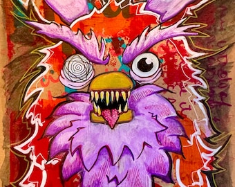 Furby espeluznante en Technicolor - Adhesivo de vinilo de 3"; apto para lavavajillas de alta gama; adhesivo artístico para interiores y exteriores