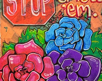 Stop & Smell ‘Em - Adhesivo de vinilo de 3”; apto para lavavajillas de alta gama; adhesivo artístico para interiores y exteriores