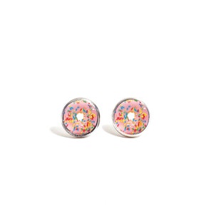 Pink Sprinkle Donut Earrings, Surgical Stainless steel earrings,Stud earrings,cute accessories, post earrings,Donut earrings