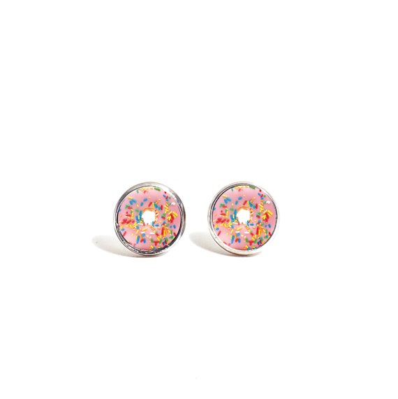 Pink Sprinkle Donut Earrings Surgical Stainless Steel Etsy Canada