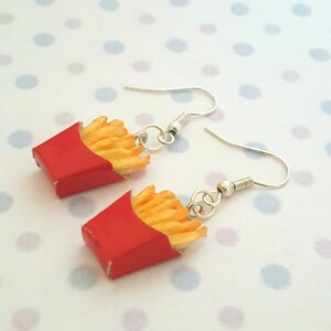 Miniature French Fries Earring with Silver Plated or Sterling Silver your choice image 2