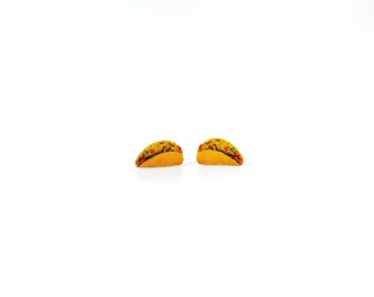 Pendientes de Taco en miniatura, joyería en miniatura, pendientes de perno, kawaii, lindo, accesorios, comida mexicana de martes de Taco, pendientes de fiesta