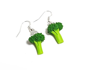 Miniature Vegetable Green Broccoli Dangle Earrings