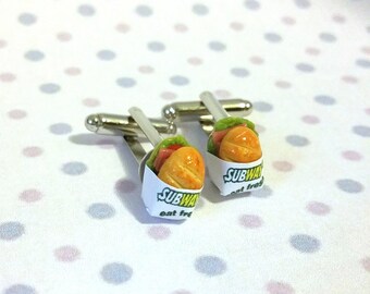Miniature Food Subway Sandwich Cufflinks