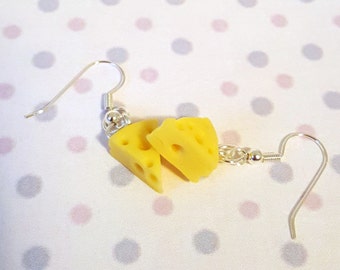 Miniature Cheese Wedges Earring with Silver Plated or Sterling Silver your choice