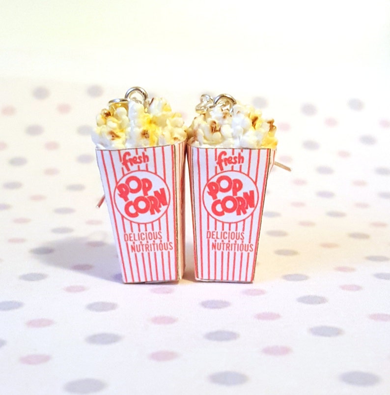 Miniature Buttered Popcorn Earrings with Silver Plated or Sterling Silver your choice image 2