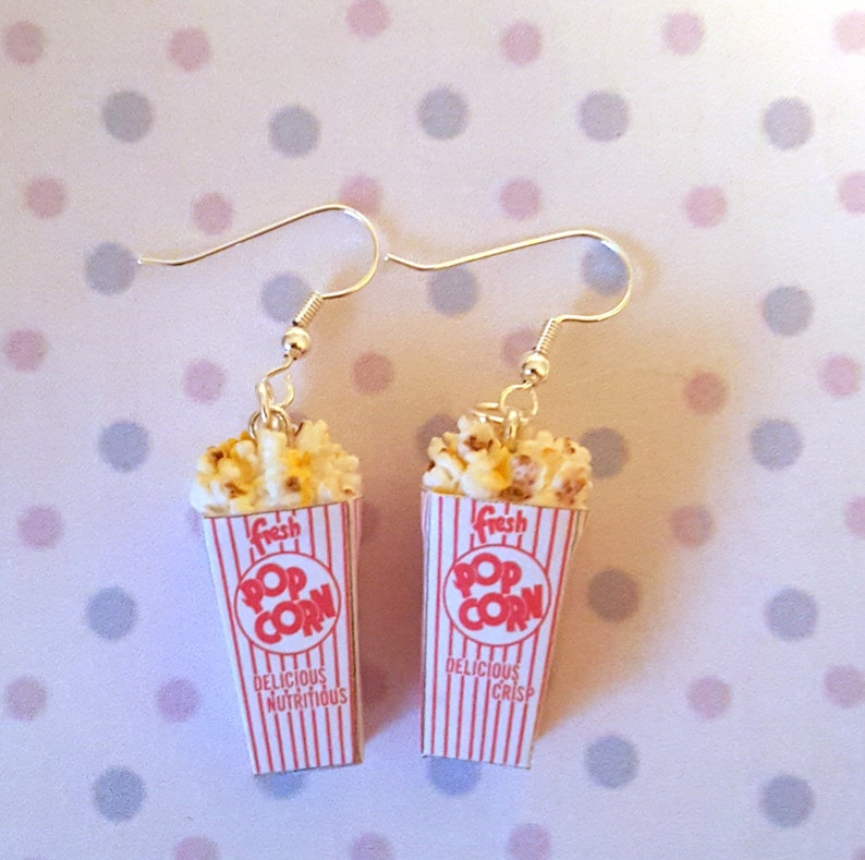 Miniature Buttered Popcorn Earrings with Silver Plated or Sterling Silver your choice image 3