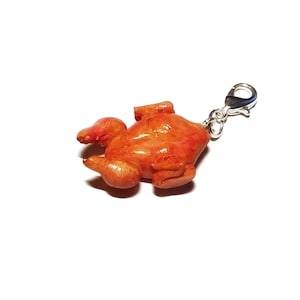 Miniature Thanksgiving Turkey Charm or necklace, Miniature food jewelry, Polymer clay food jewelry charm, Roasted Turkey charm,Chicken charm