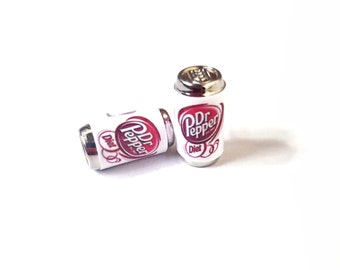 Diet Dr Pepper Soda Can Stud Earrings -Miniature food drink earrings, mini food jewelry, mini soda can, earrings, jewelry, accessories