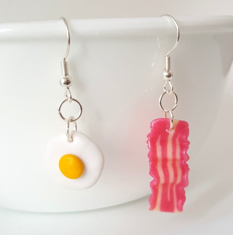 Miniature Fried Egg and a Bacon Earring With Silver Plated or Etsy