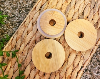 Bamboo Lid for Glass Can Cup| Beer Can Lid| Mason Jar Lid| Glass Can Lid