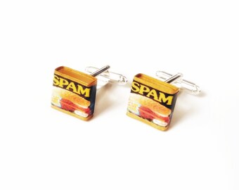 Miniature Can of Spam Cufflinks,wedding cufflinks, gifts, lunch meat, breakfast, lunch
