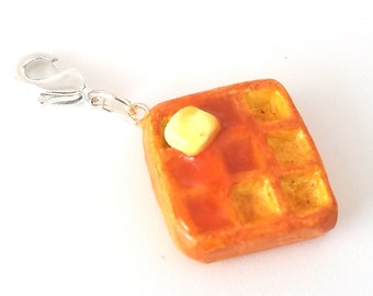 Miniatuur wafel met botersiroop charme- miniatuur voedsel sieraden- Kawaii charmes- Polymeer klei Wafel Eten Charm-Food Sieraden