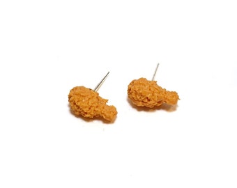 Miniature Food Fried Chicken Stud Earrings, Miniature food jewelry, fake food jewelry, Clay jewelry,  Fast food, Stud earrings