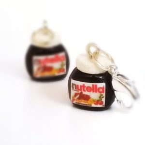 Miniature Nutella Jelly Jam Charm, Miniature food jewelry,Necklaces,Bracelets charm,Dessert charms, Kawaii charms, Polymer clay food jewelry