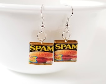 Miniature Can of Spam Earrings with Silver Plated or Sterling Silver your choice