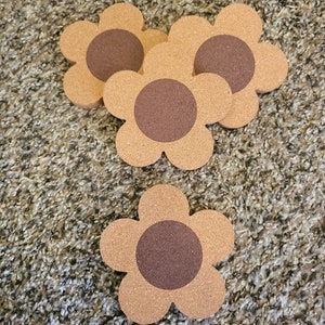 Flower Cork Coaster | Drink Cork Coaster | Retro Coaster|Flower Daisy Cork Coaster|Beer Can Glass Coaster|Boho Groovy Coaster|Soda Can glass