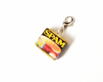 Can of Spam Charm- Miniature food jewelry- Tea pendants- Kawaii charms- Polymer clay Charm- lunchmeat