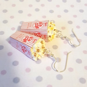 Miniature Buttered Popcorn Earrings with Silver Plated or Sterling Silver your choice image 1